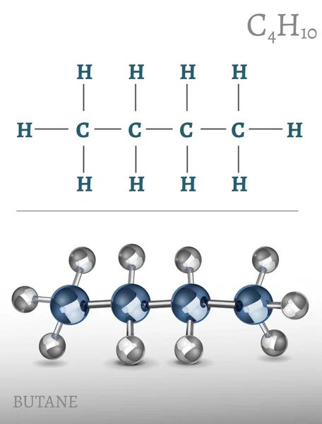 Imagen de la molécula de butano — Vector de stock