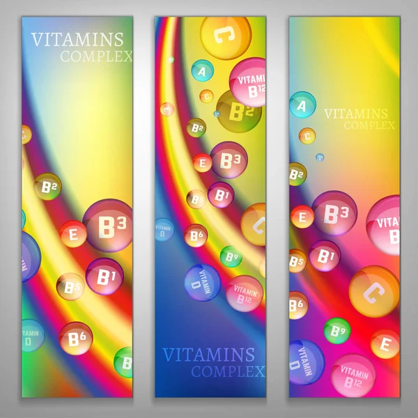 Vitaminas Rainbow Banners — Vector de stock
