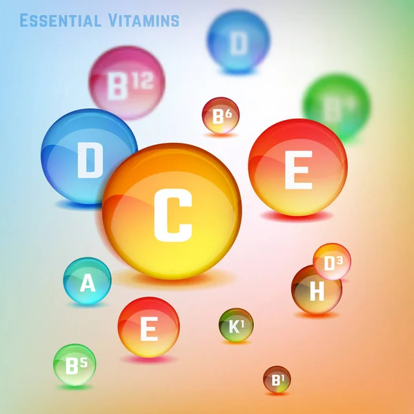 Imagem do conjunto de vitaminas — Vetor de Stock