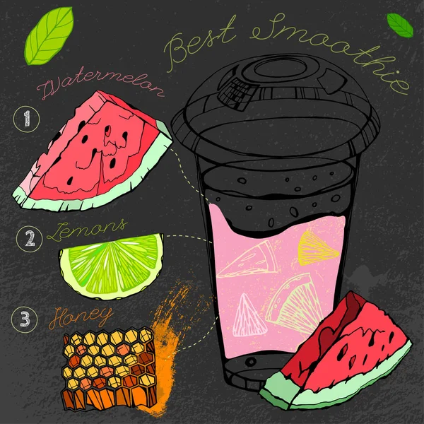 Smoothie au citron pastèque — Image vectorielle