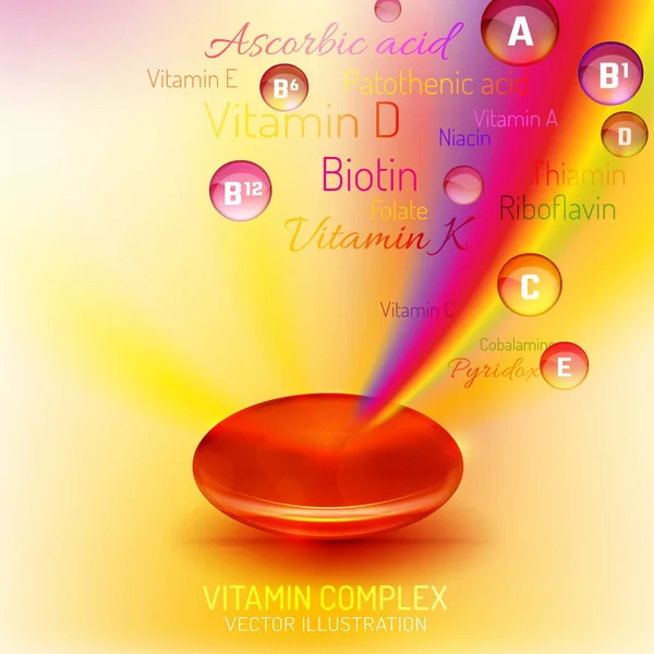 Cápsula Complejo Vitamínico — Vector de stock