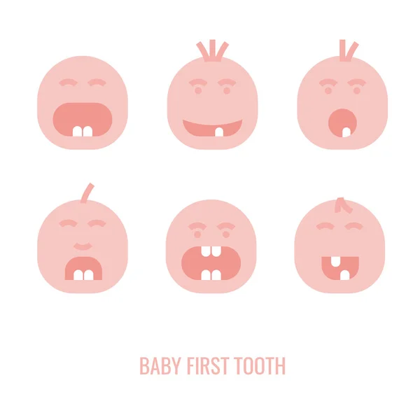 Ícones do primeiro dente —  Vetores de Stock