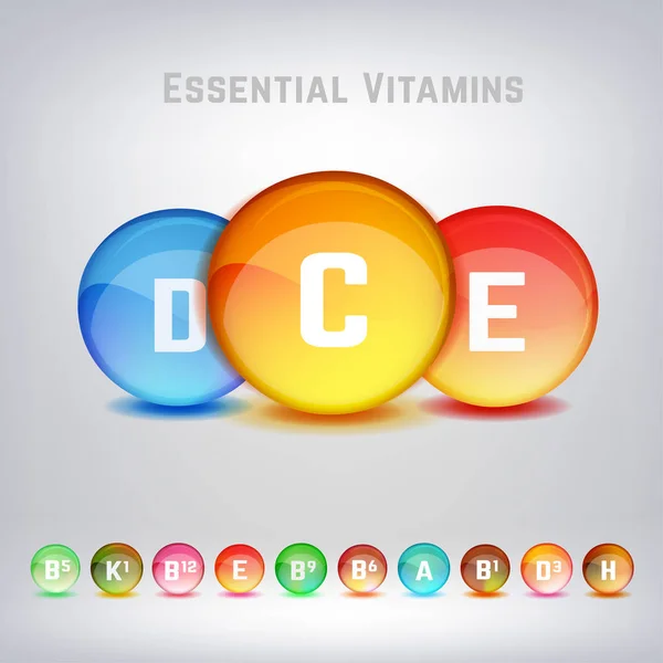 Conjunto de vitaminas Imagen — Vector de stock