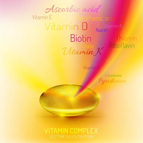 Cápsula Complejo Vitamínico — Vector de stock