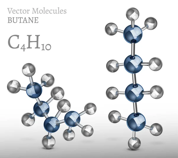 Conjunto de moléculas de butano — Vector de stock
