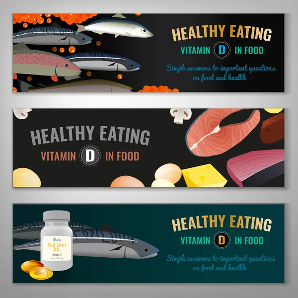 Banners de vitamina D —  Vetores de Stock