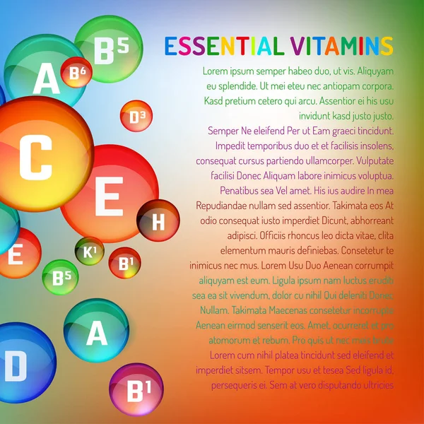 複雑なイメージのビタミン — ストックベクタ