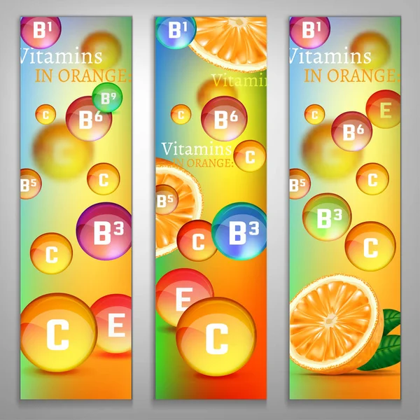 Vitaminas en Naranja — Vector de stock