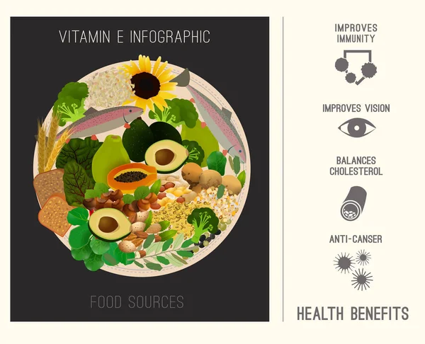 Vitamine E dans les aliments — Image vectorielle