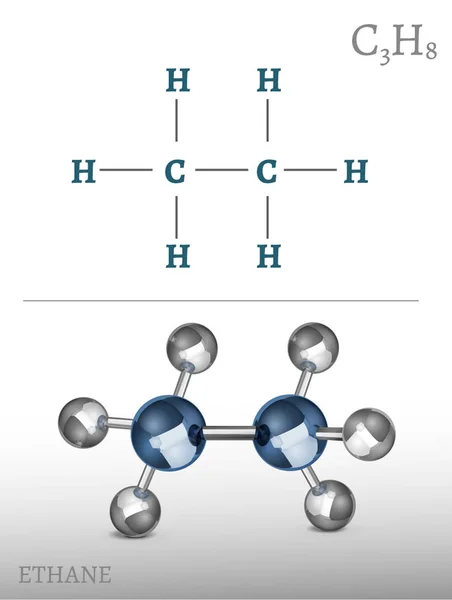 Imagen de la molécula de etano — Vector de stock