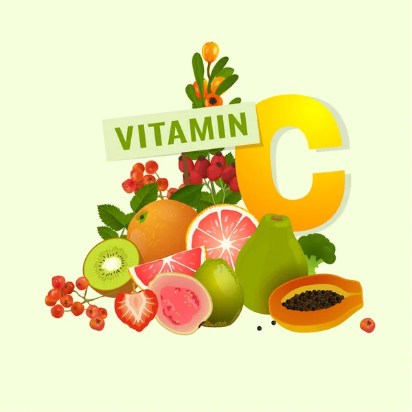 Imagen de vitamina C — Vector de stock