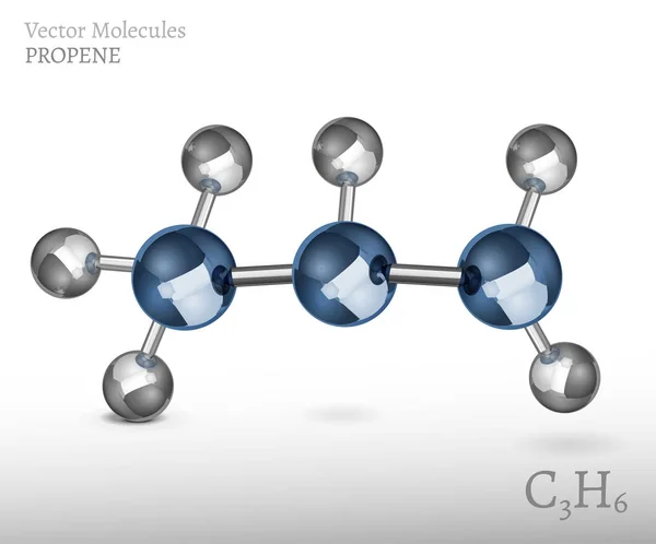 Imagen de la molécula de propeno — Vector de stock
