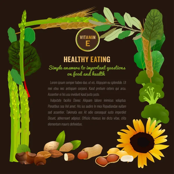 Υγιεινά τρόφιμα βιταμίνης Ε Banner — Διανυσματικό Αρχείο