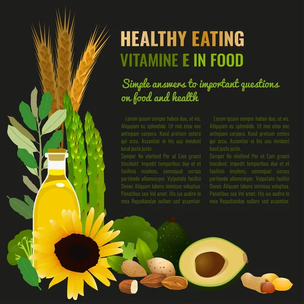 Gezonde voeding vitamine E Banner — Stockvector