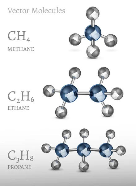 Propano etano metano — Vector de stock