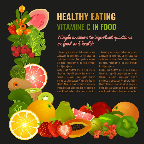 Imagen de vitamina C — Vector de stock