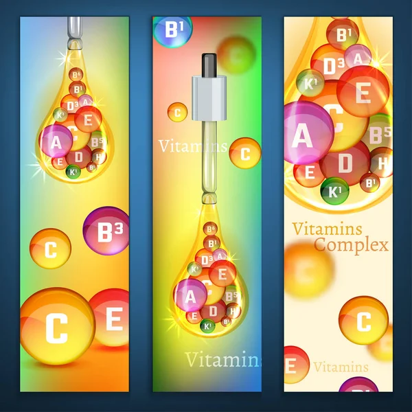 Bannières verticales Vitamines — Image vectorielle