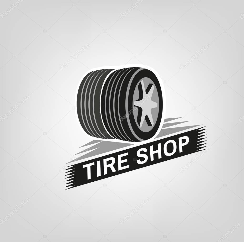 Car tire icon in grey colours useful for icon and logotype design on a light background. Beautiful vector illustration in realistic graphic style. Transportation automotive concept.