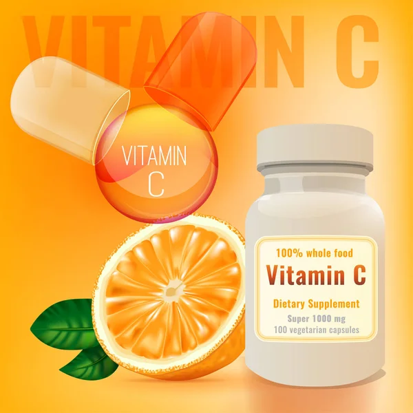 Pacote de vitamina C — Vetor de Stock
