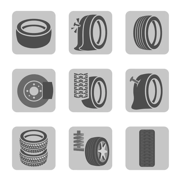 Iconos de tienda de neumáticos — Vector de stock