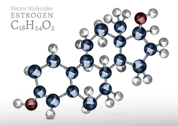 Imagen de la molécula de estrógeno — Vector de stock