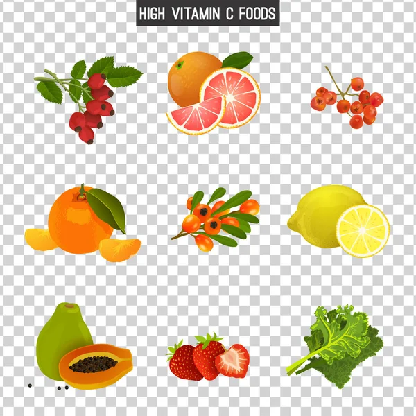 Vitamina C en los alimentos — Vector de stock