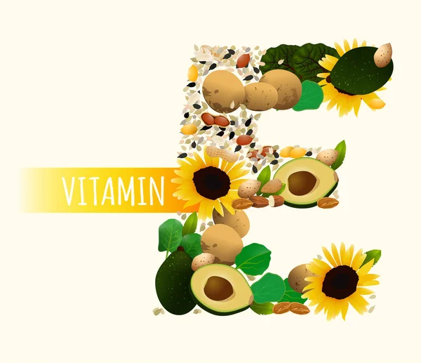 Vitamine E dans les aliments — Image vectorielle