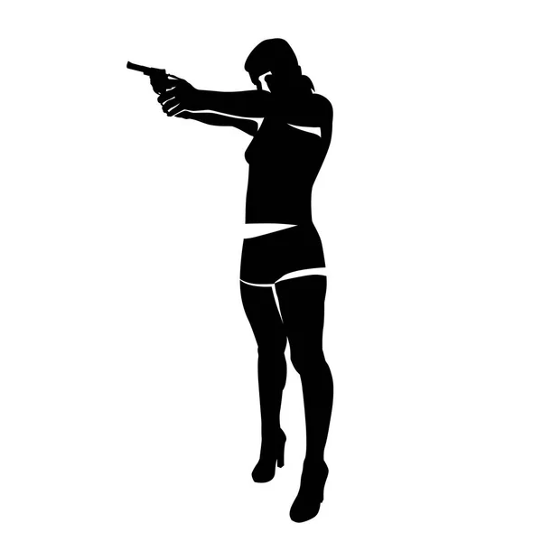 Menembak gadis siluet - Stok Vektor