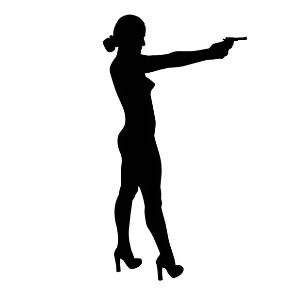 Shooting girl silhouette — Stock Vector