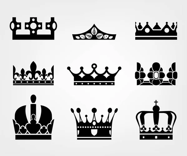 Icônes couronne roi — Image vectorielle
