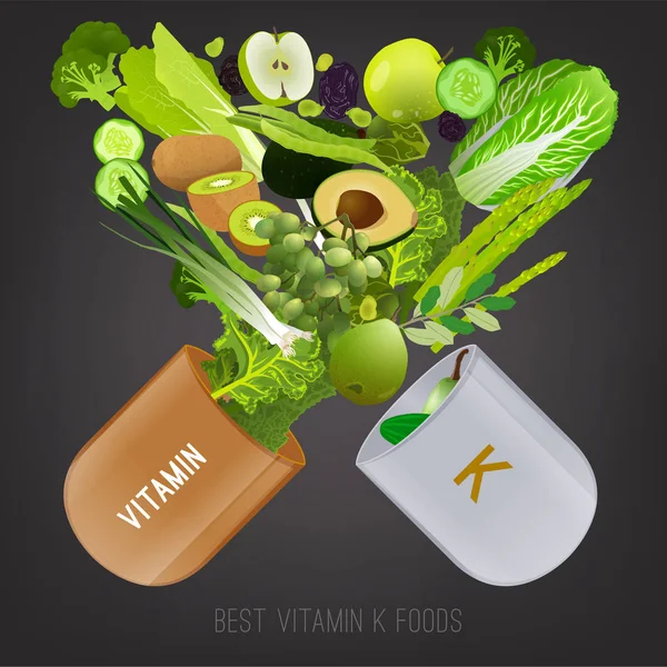Vitamina K en los alimentos — Vector de stock
