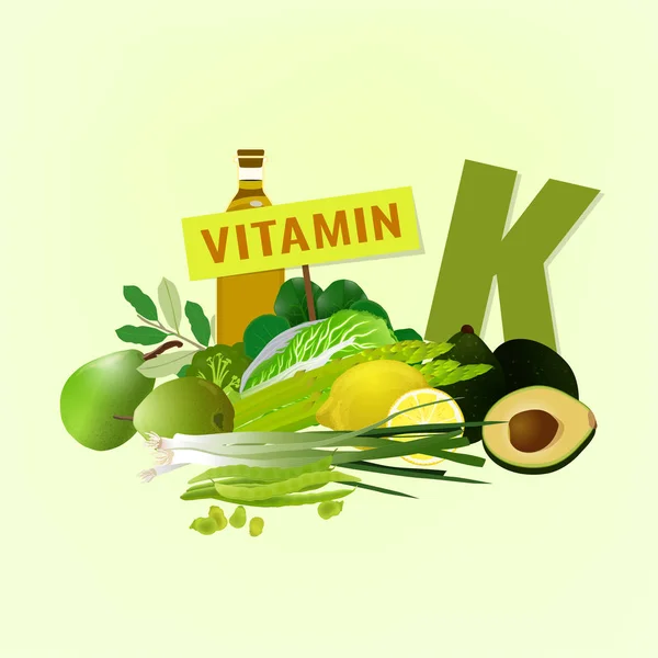 Vitamin K i livsmedel — Stock vektor
