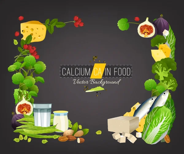 Calcium voedsel achtergrond — Stockvector