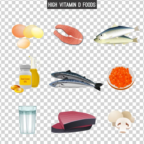Vitamin D dalam Makanan - Stok Vektor