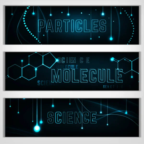 Conjunto de Banners de molécula — Vector de stock
