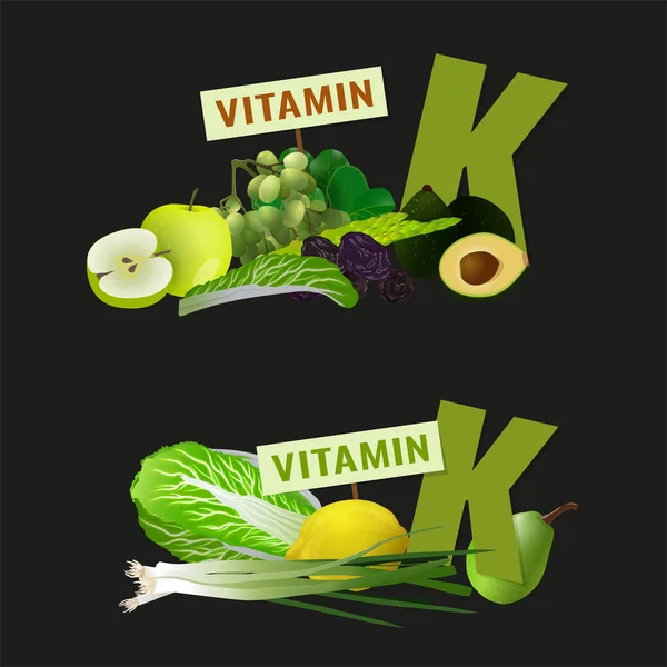 Vitamina K em Alimentos — Vetor de Stock