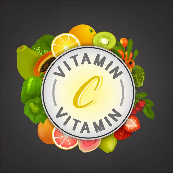 Bandiera timbro vitamina — Vettoriale Stock