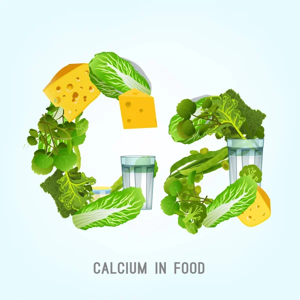 Calcium in Food Lettering — Stock Vector