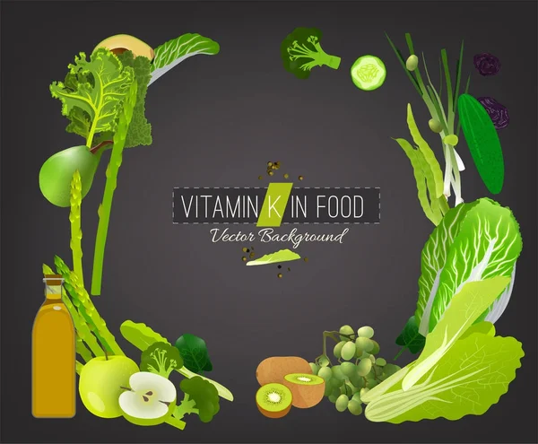 Vitamina K em Alimentos — Vetor de Stock