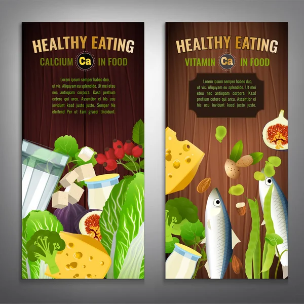 Cálcio em Banners de Alimentos — Vetor de Stock