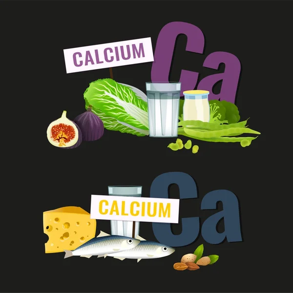 Högt kalcium livsmedel — Stock vektor