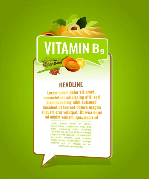 Bandiera di vitamina B9 — Vettoriale Stock