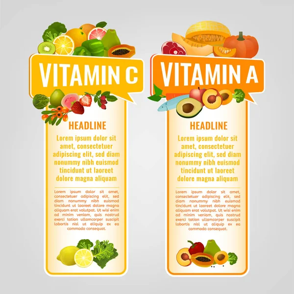 Vitamina Banners Set — Vetor de Stock