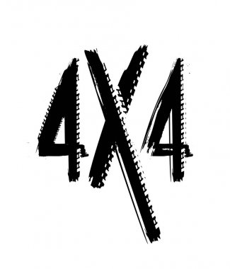 Grunge lastik parça 4 x 4 harf