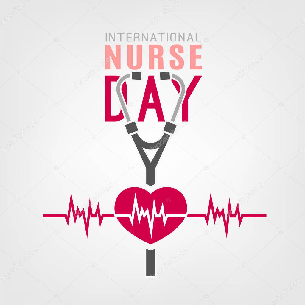 International nurse day logotype. Vector illustration in pink and grey colors isolated on a white background. Medical and healthcare concept.