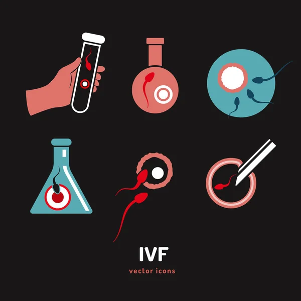 Icônes de fécondation in vitro — Image vectorielle