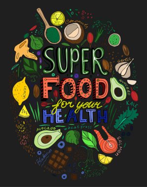 Elle çizilmiş Superfoods poster