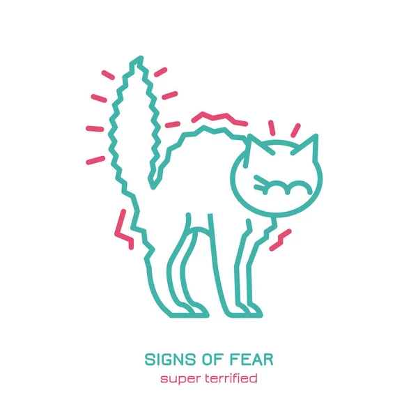 Bojaźliwa ikona zachowania kota — Wektor stockowy