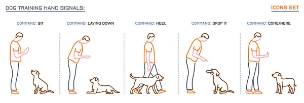 Icônes de commande de chien — Image vectorielle
