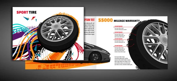 Brochura de pneus esportivos — Vetor de Stock